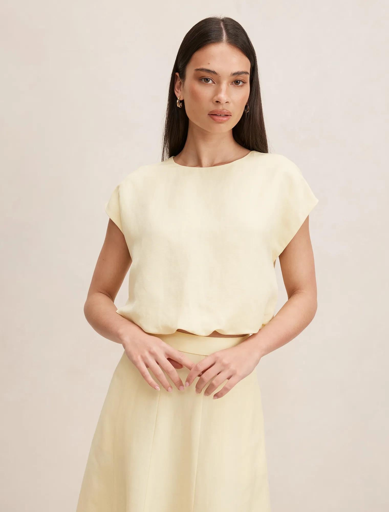 Georgina Bubble Hem Top Spring Daffodil Set