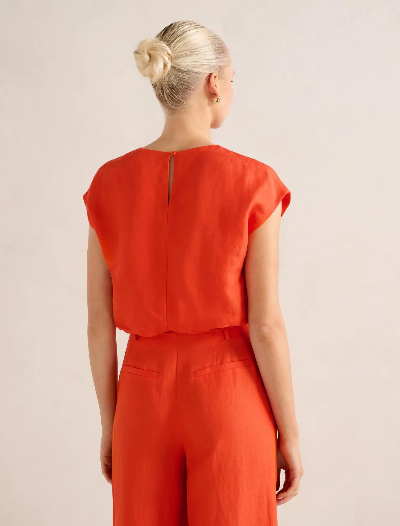 Georgina Bubble Hem Top Spicy Orange Co-ord