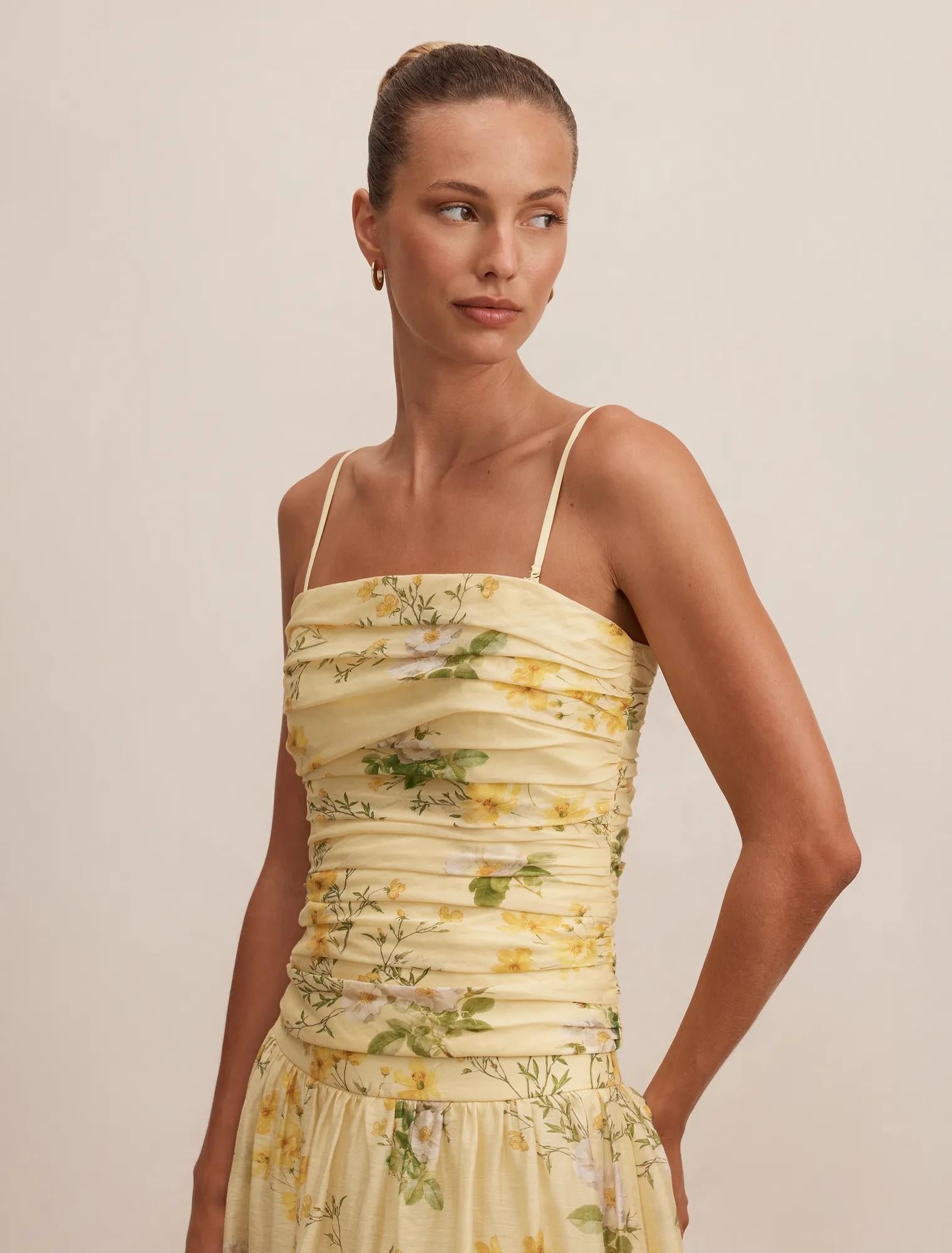 Palmer Gathered Strapless Top Saffia Ditsy Co-ord