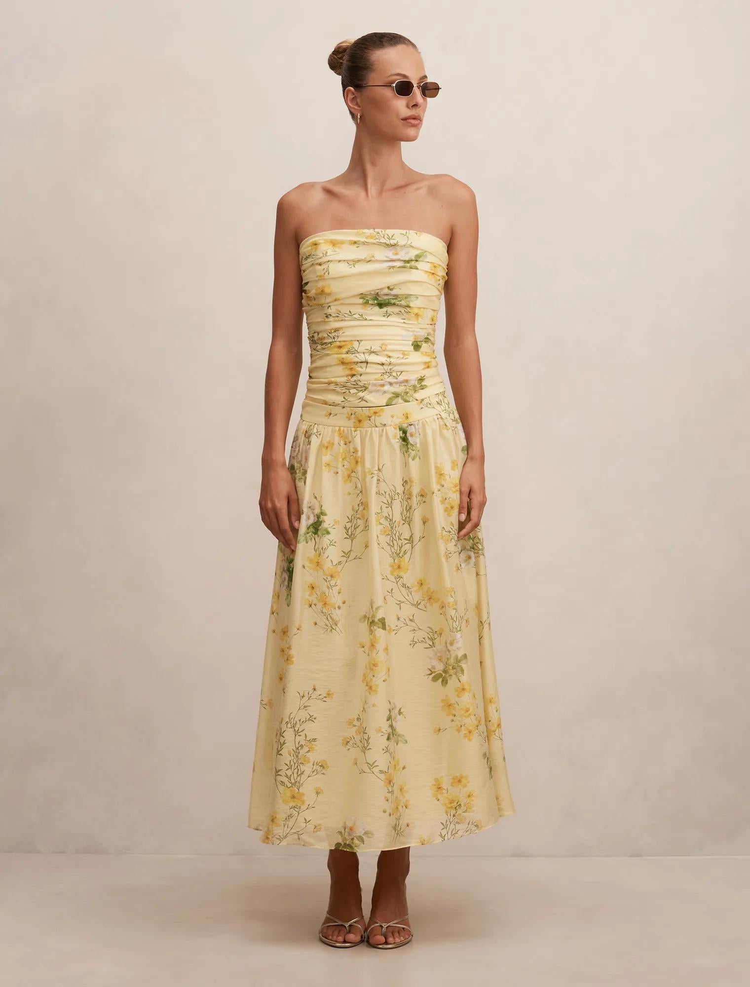 Palmer Gathered Strapless Top Saffia Ditsy Co-ord