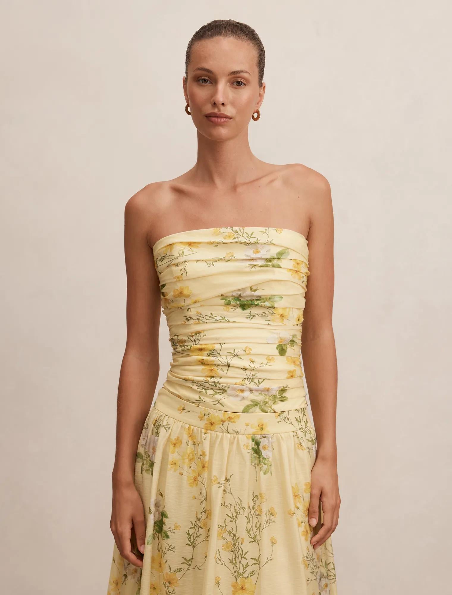 Palmer Gathered Strapless Top Saffia Ditsy Co-ord