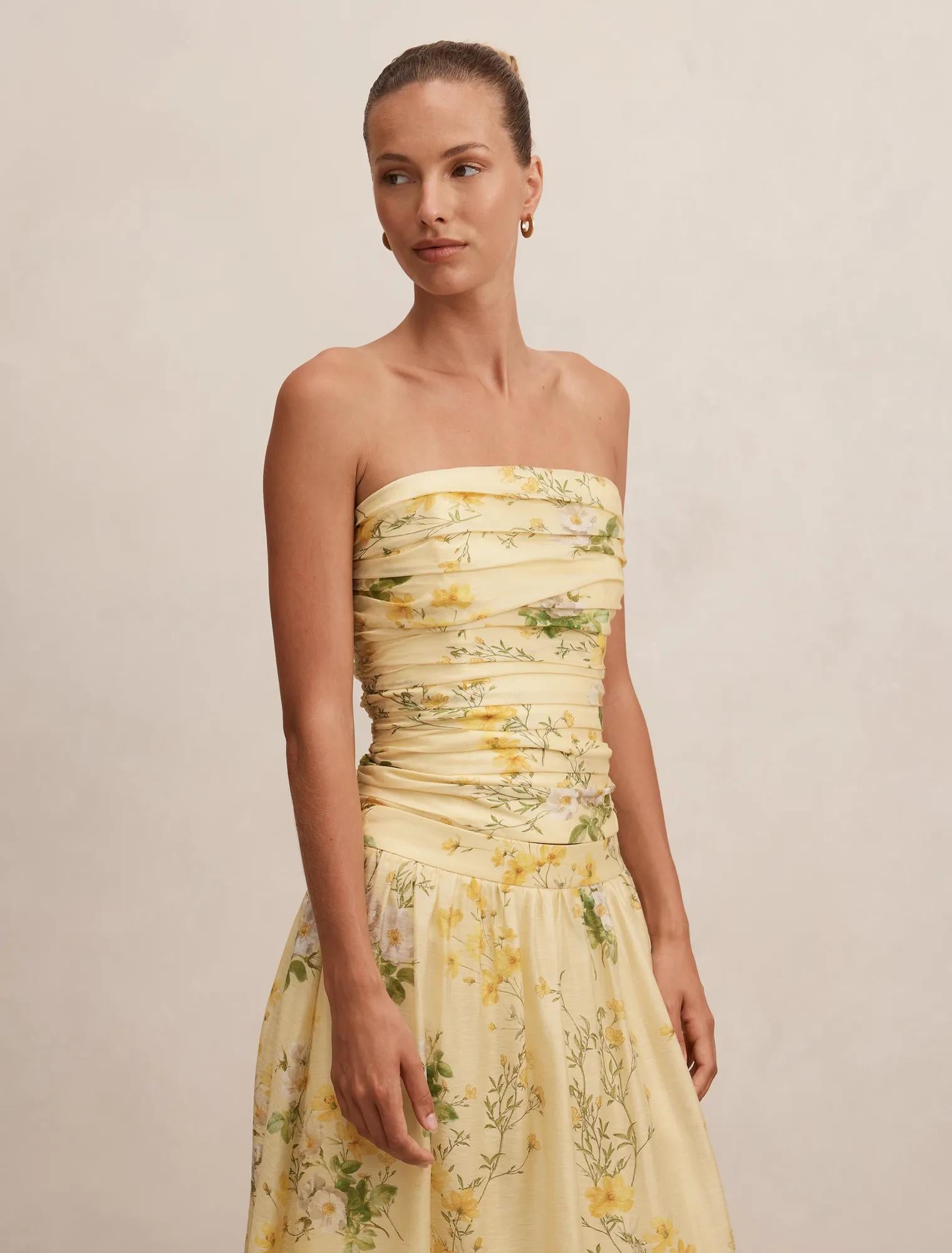 Palmer Gathered Strapless Top Saffia Ditsy Co-ord