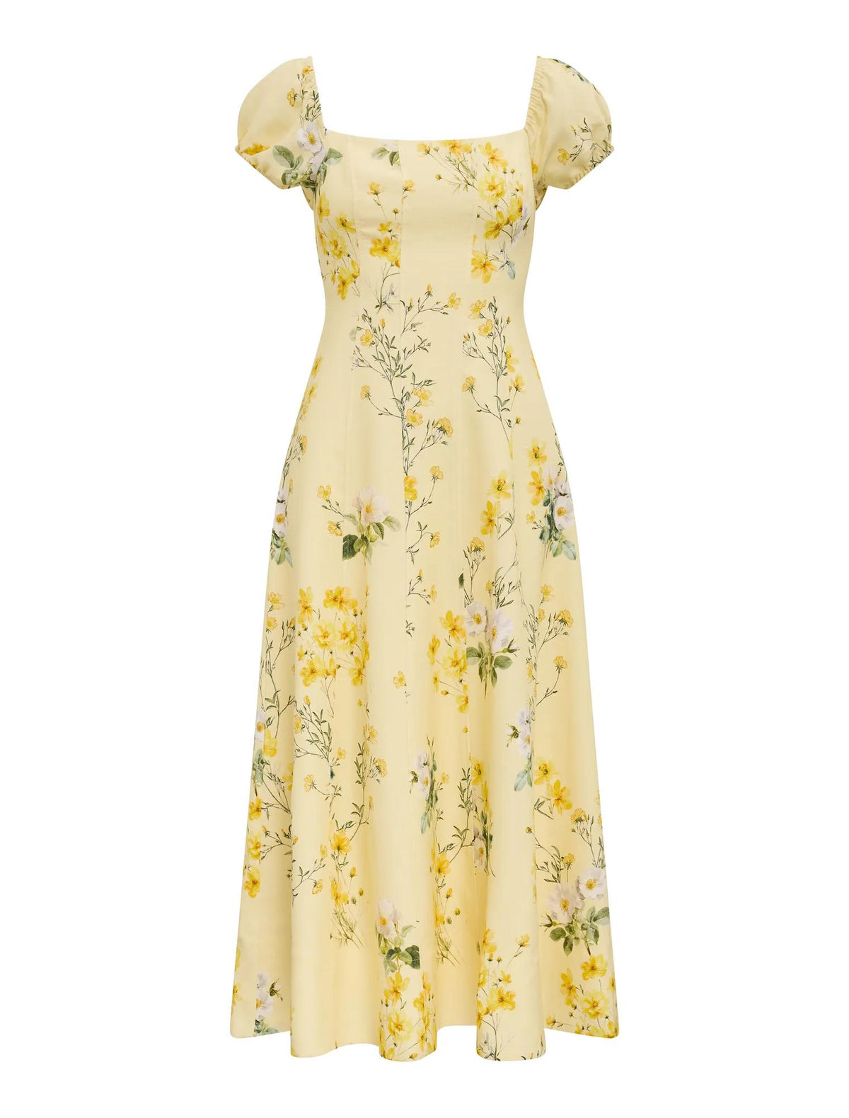 Sadie Cap Sleeve Linen Midi Dress Saffia Ditsy_mannequin