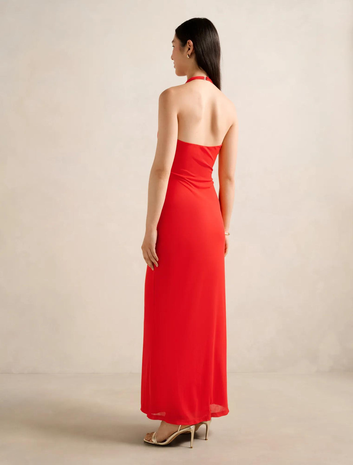 Abby Halter Mesh Maxi Dress BRIGHT RED