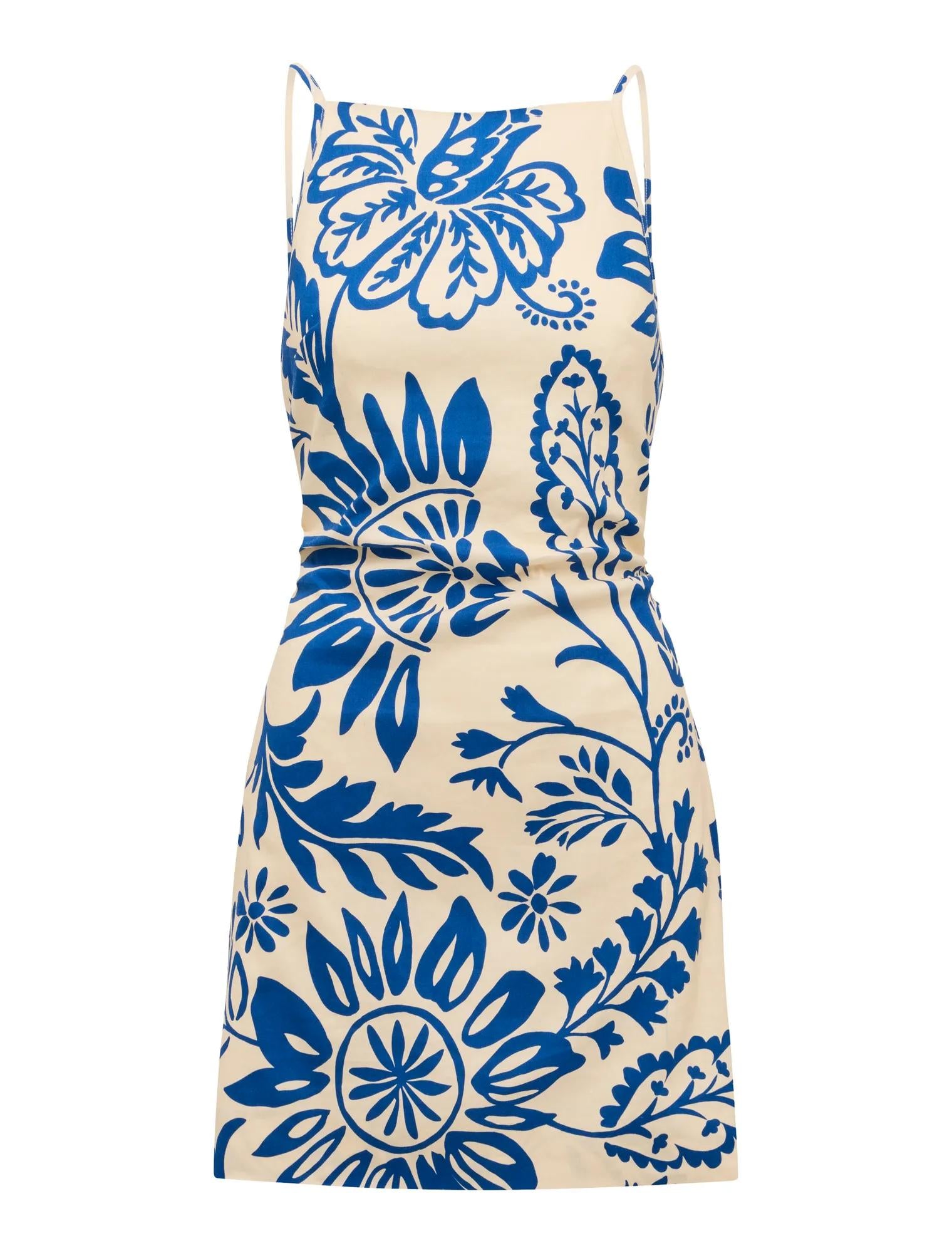 Letty Stretch Linen Mini Dress Lazuli Floral_mannequin