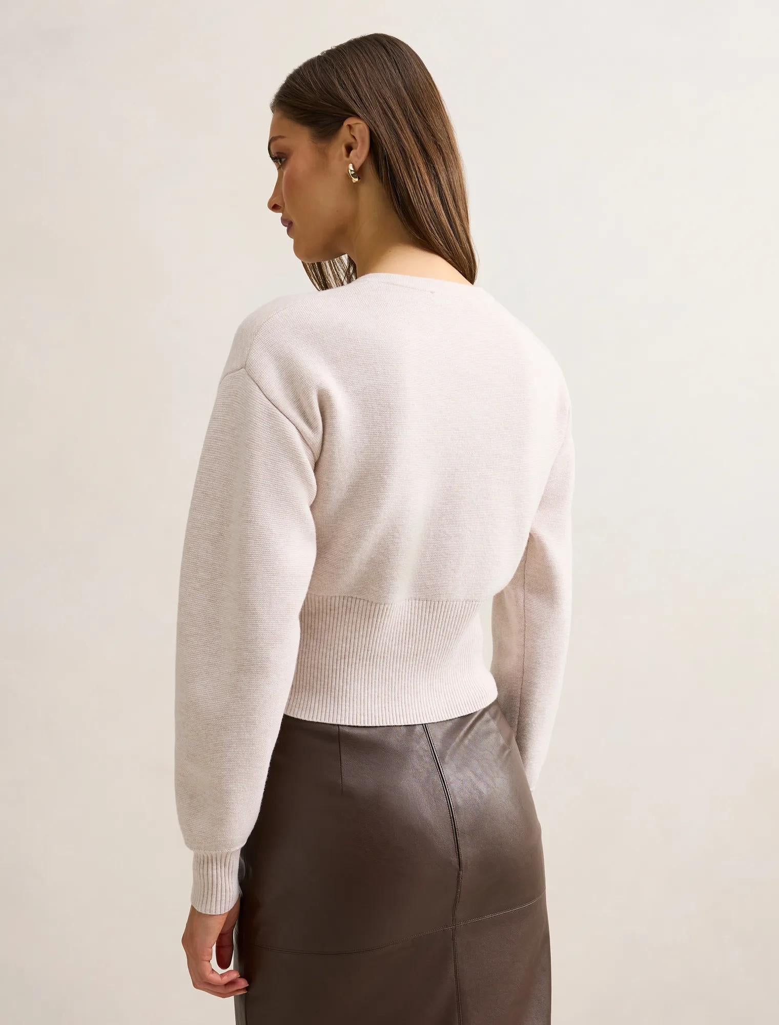 Lara Sculpted Cardigan Marled Oat