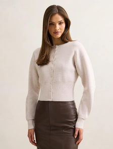 Lara Sculpted Cardigan Marled Oat