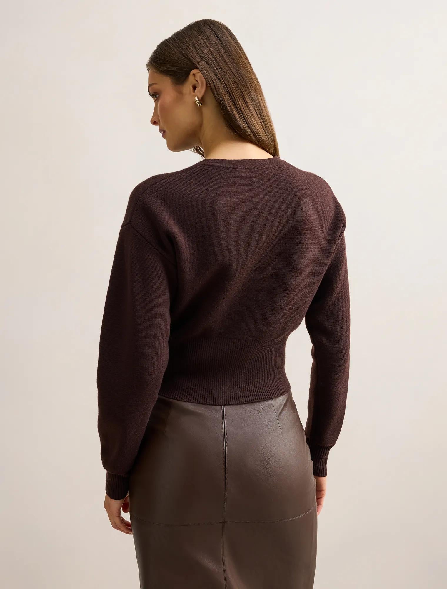 Lara Sculpted Cardigan Chocolate