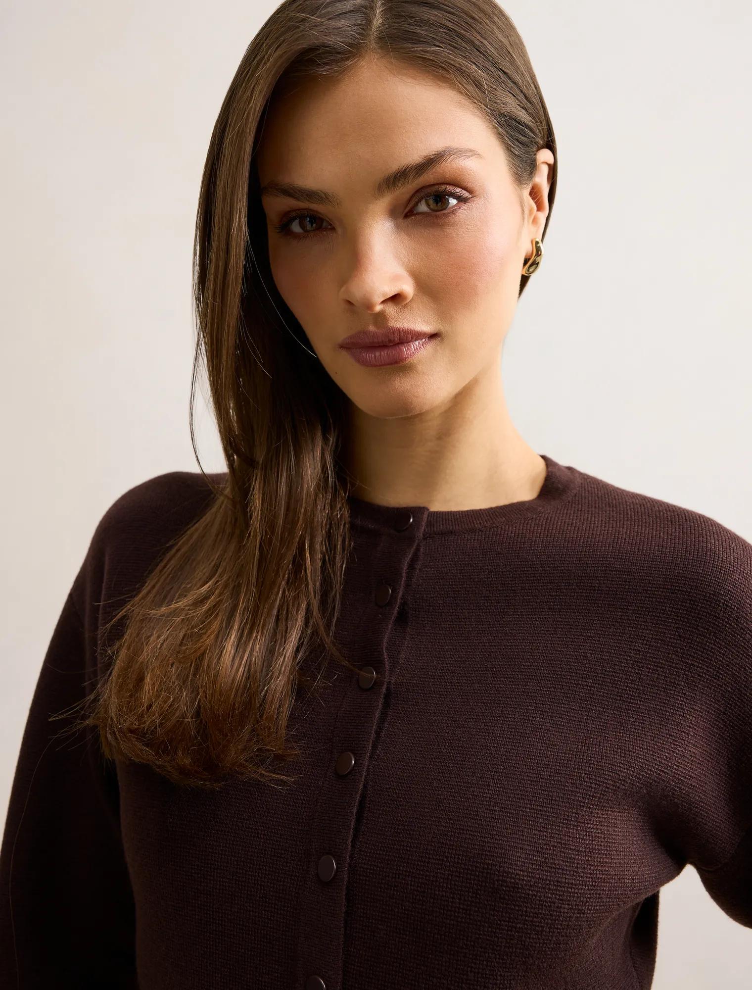 Lara Sculpted Cardigan Chocolate