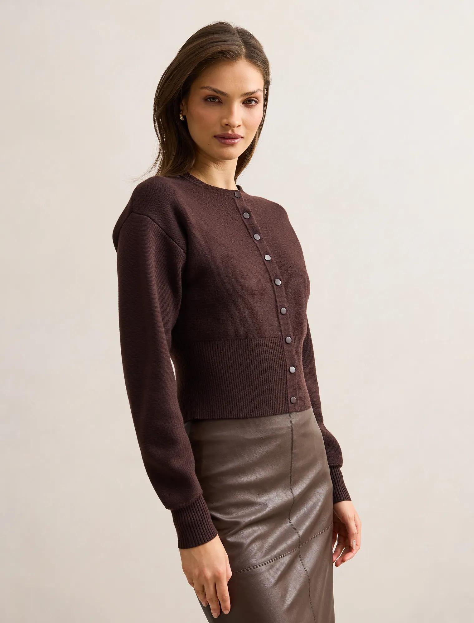 Lara Sculpted Cardigan Chocolate