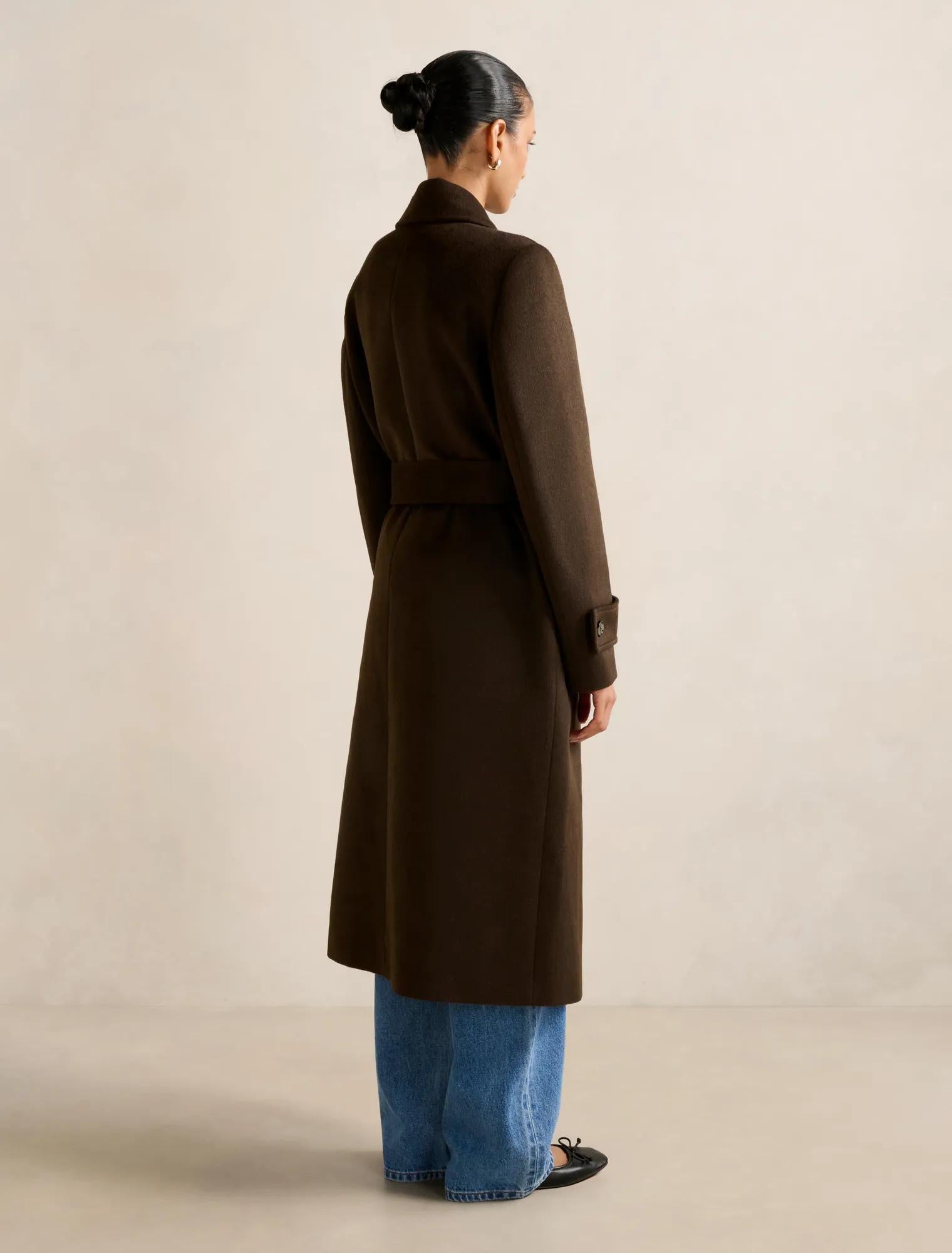 Sophie Petite DB Wrap Coat Chocolate