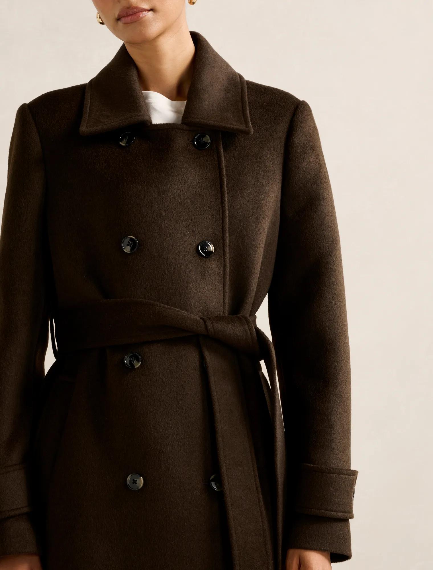 Sophie Petite DB Wrap Coat Chocolate