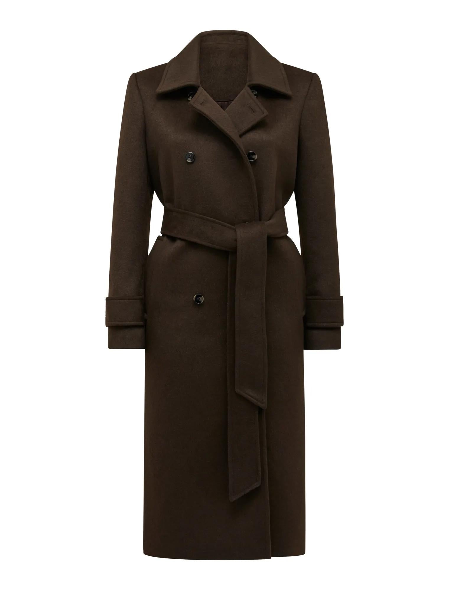 Sophie Petite DB Wrap Coat Chocolate_mannequin