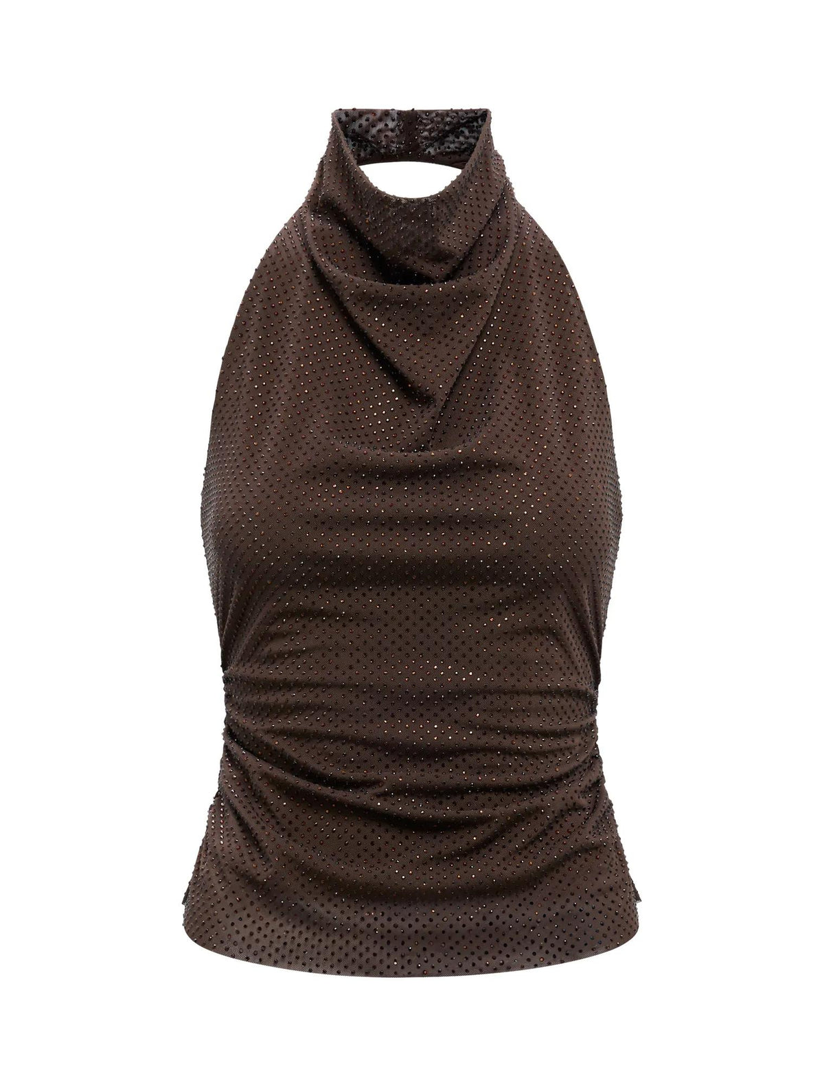 Lucy Heatseal Halter Top Chocolate_mannequin