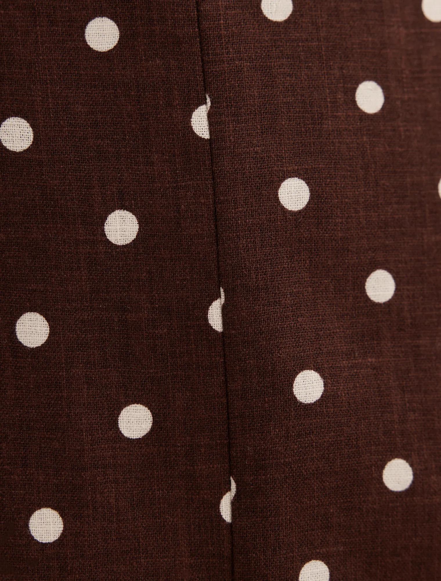 Kara Petite Tie Front Linen Midi Choc Kinsey Spot