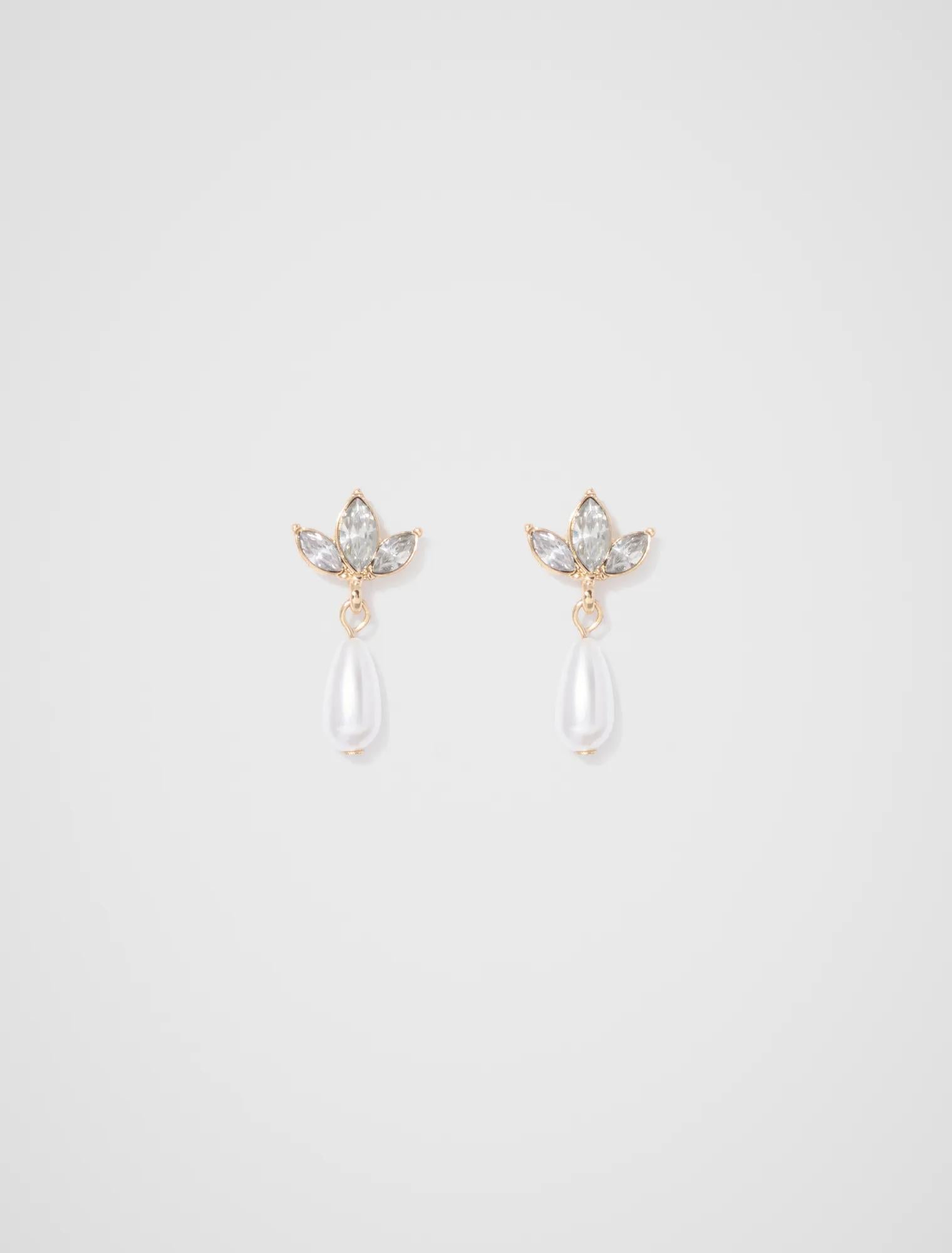 Primrose Small Stone Drop Earring Pearl/Crystal_mannequin