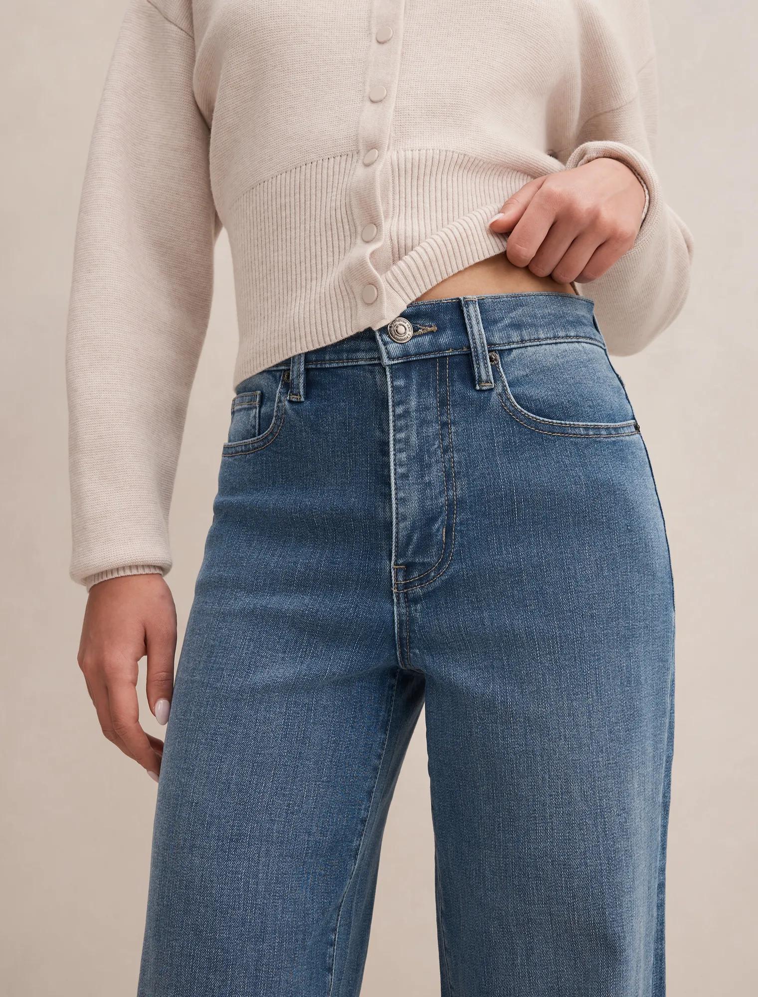 Yasmin Slim Wide Leg Jeans Mid Wash