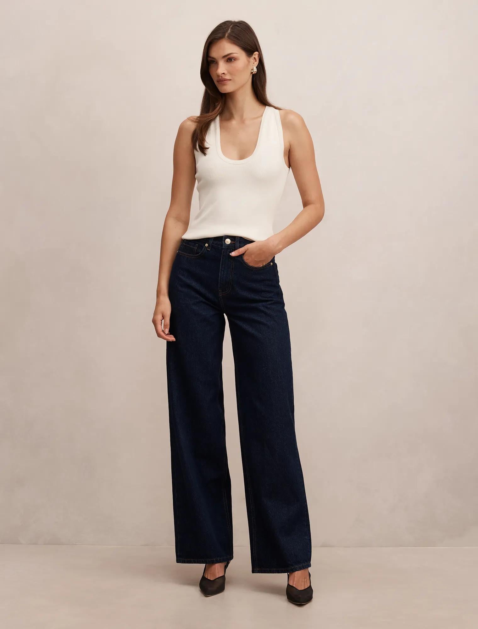 Yasmin Slim Wide Leg Jean Dark Wash