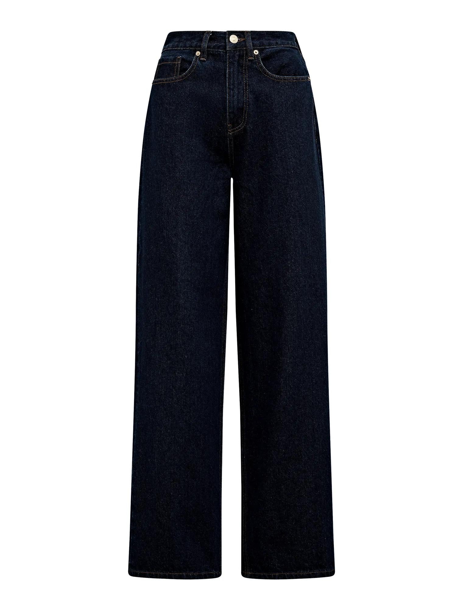 Yasmin Slim Wide Leg Jean Dark Wash_mannequin