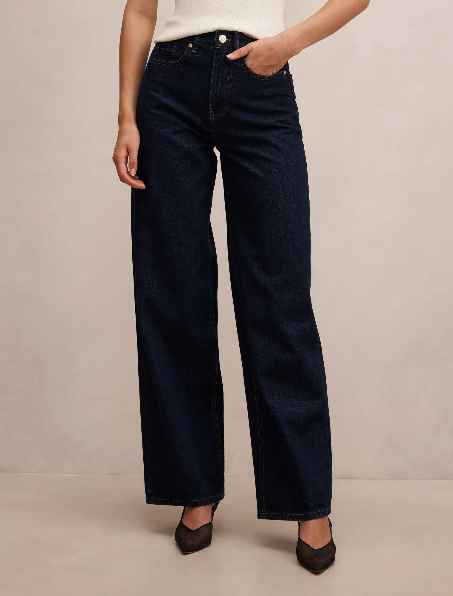 Yasmin Slim Wide Leg Jean Dark Wash