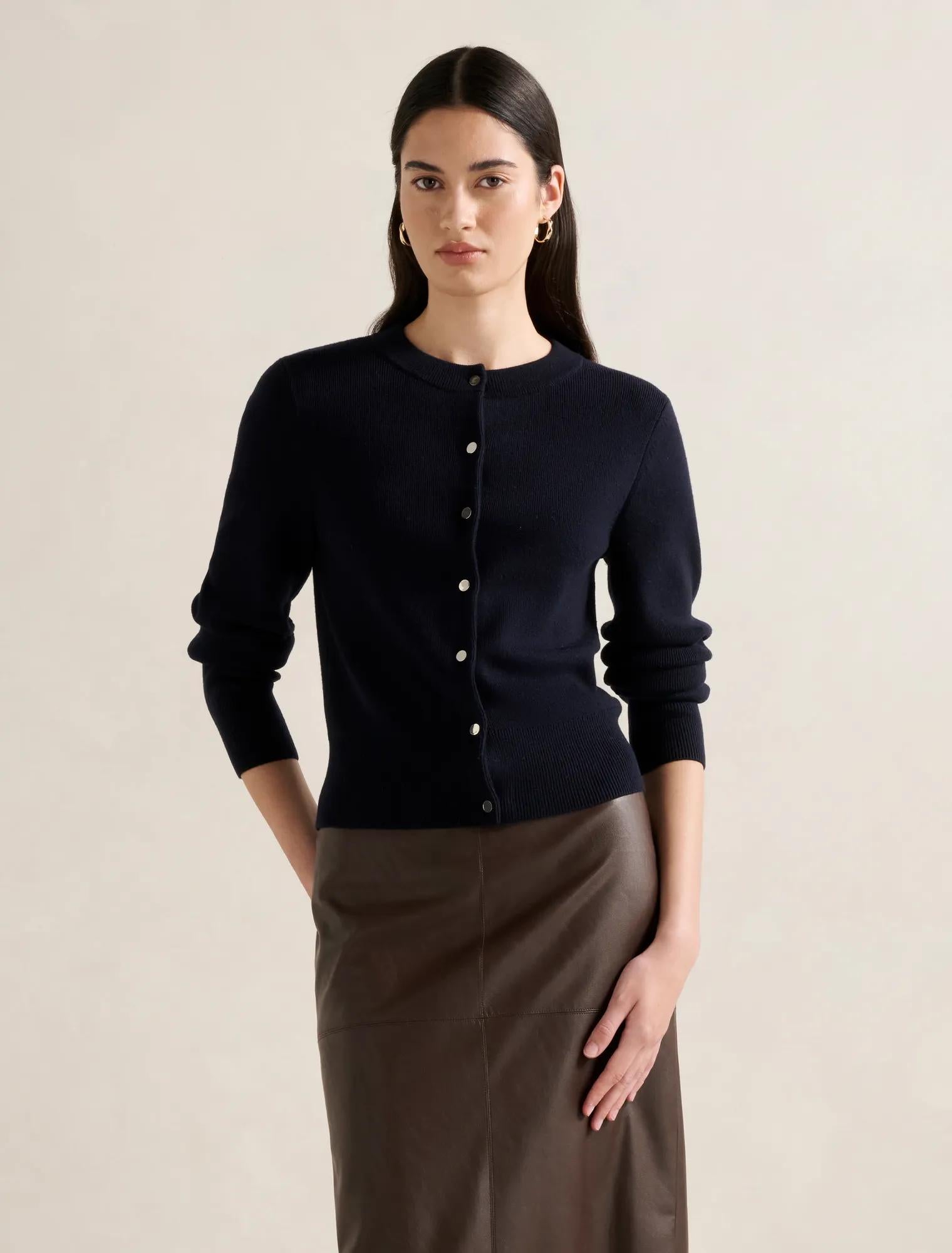 Kaiya Crew Cardigan Navy
