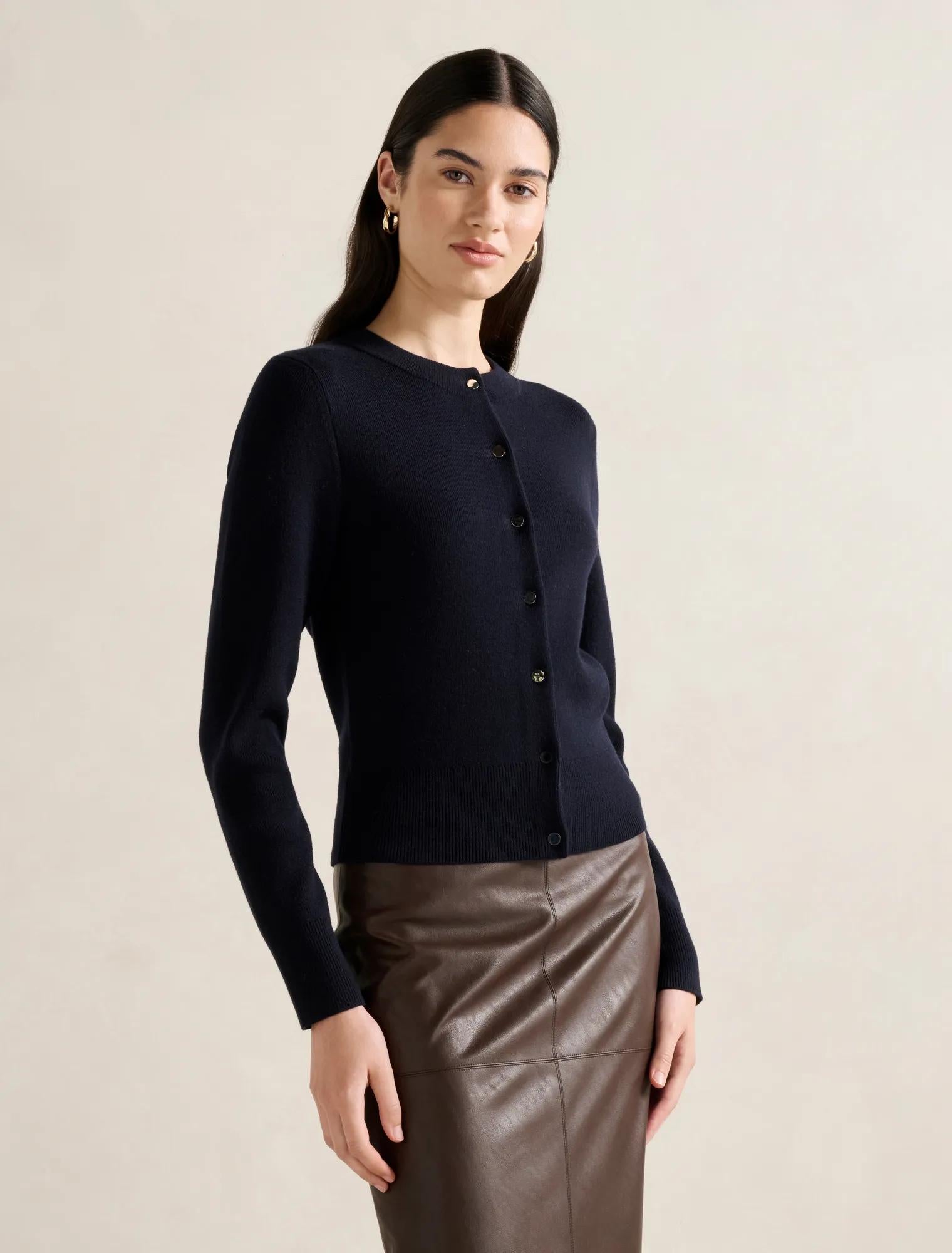 Kaiya Crew Cardigan Navy