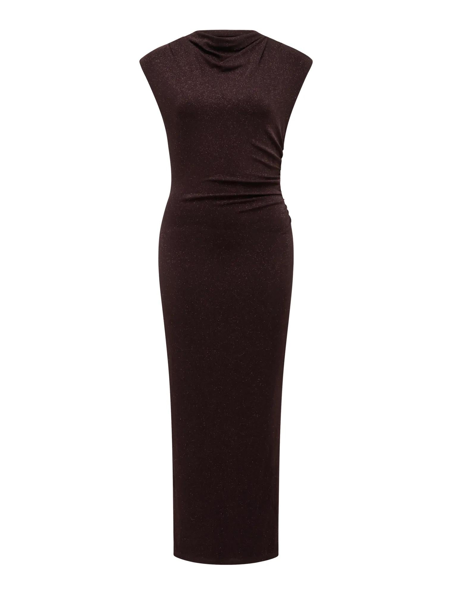 Sammy Glitter Bodycon Midi Dress Dark Chocolate_mannequin