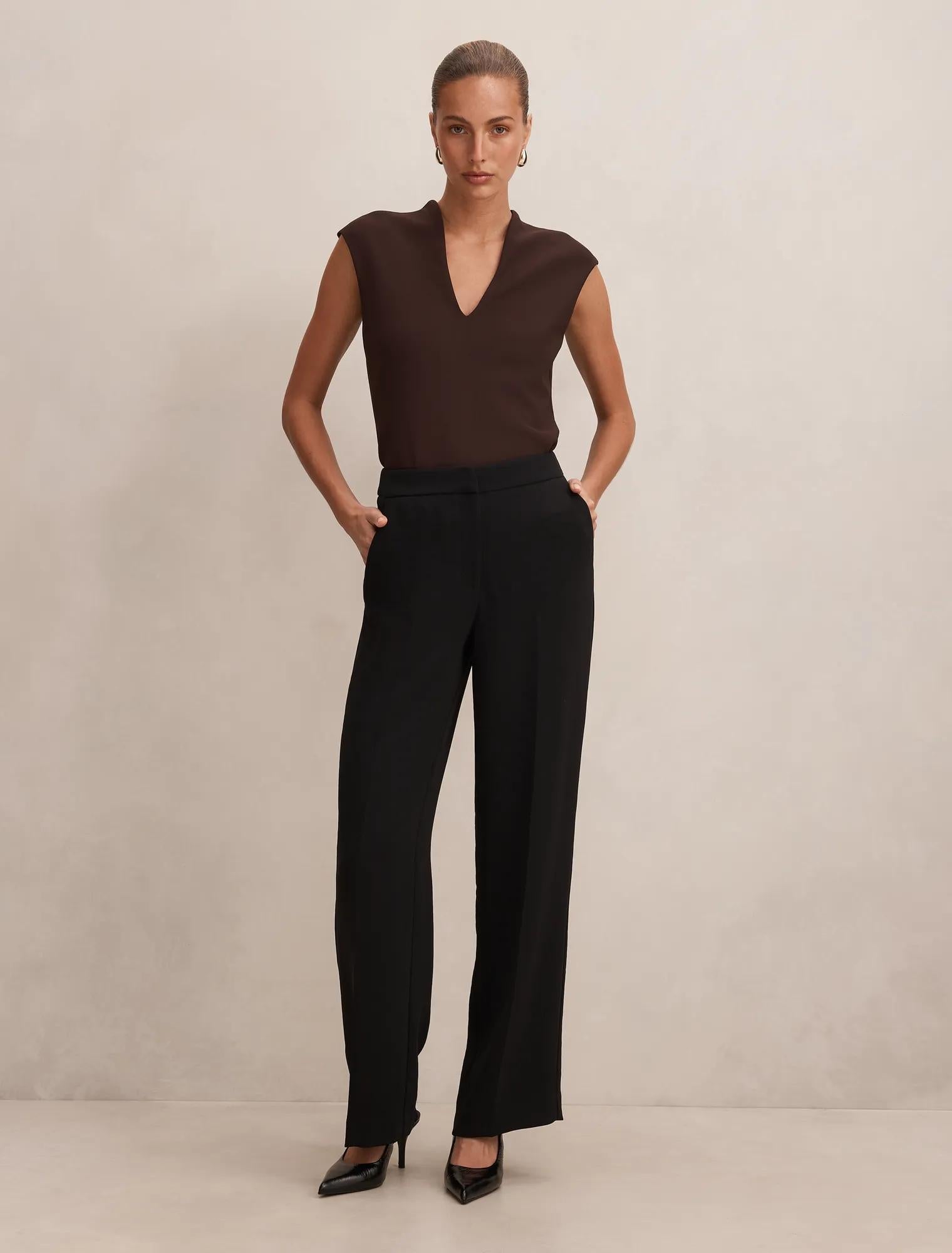 Dani Tailored Straight Leg Pants Black