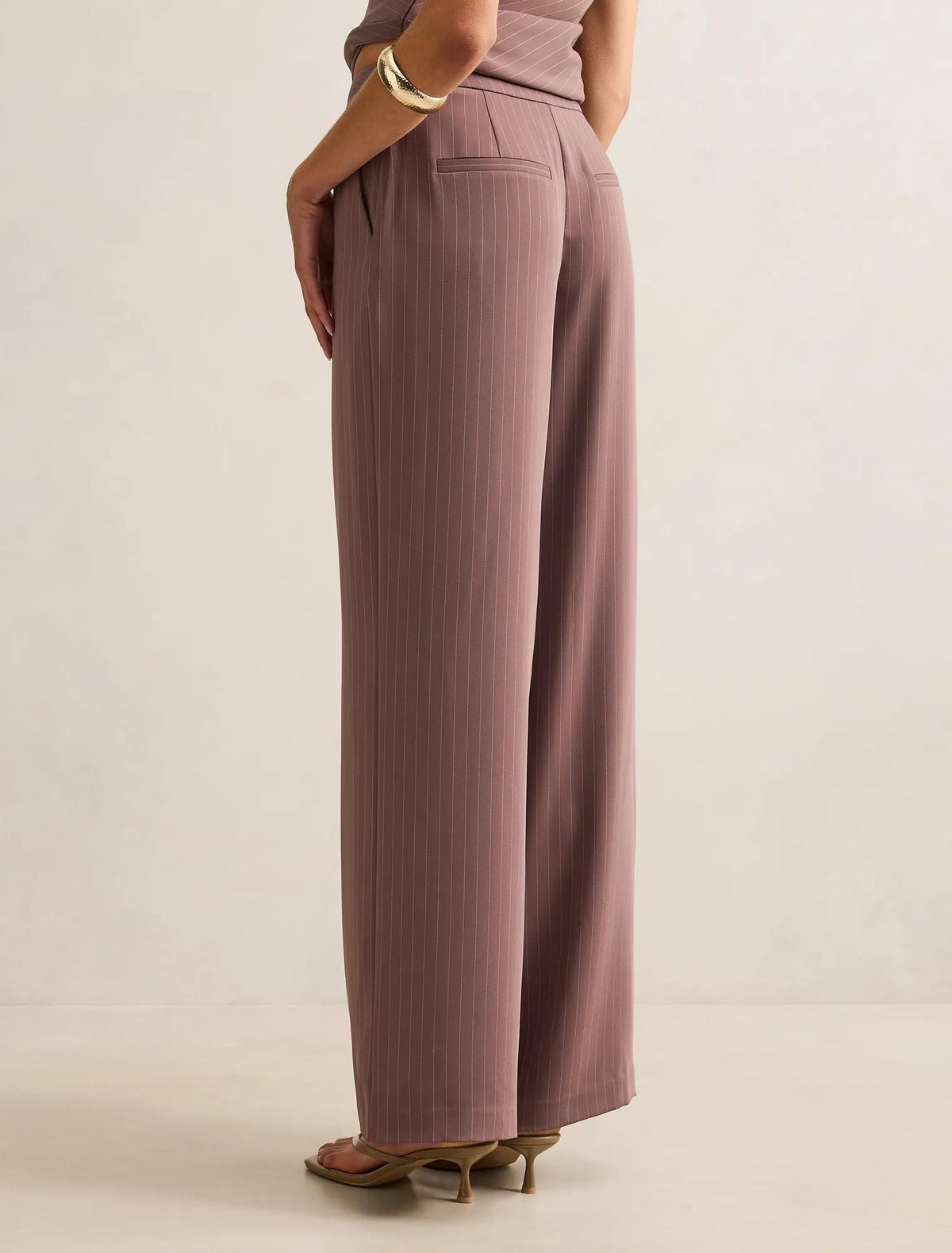 Willow Wide Leg Pants Mocha Pinstripe Set