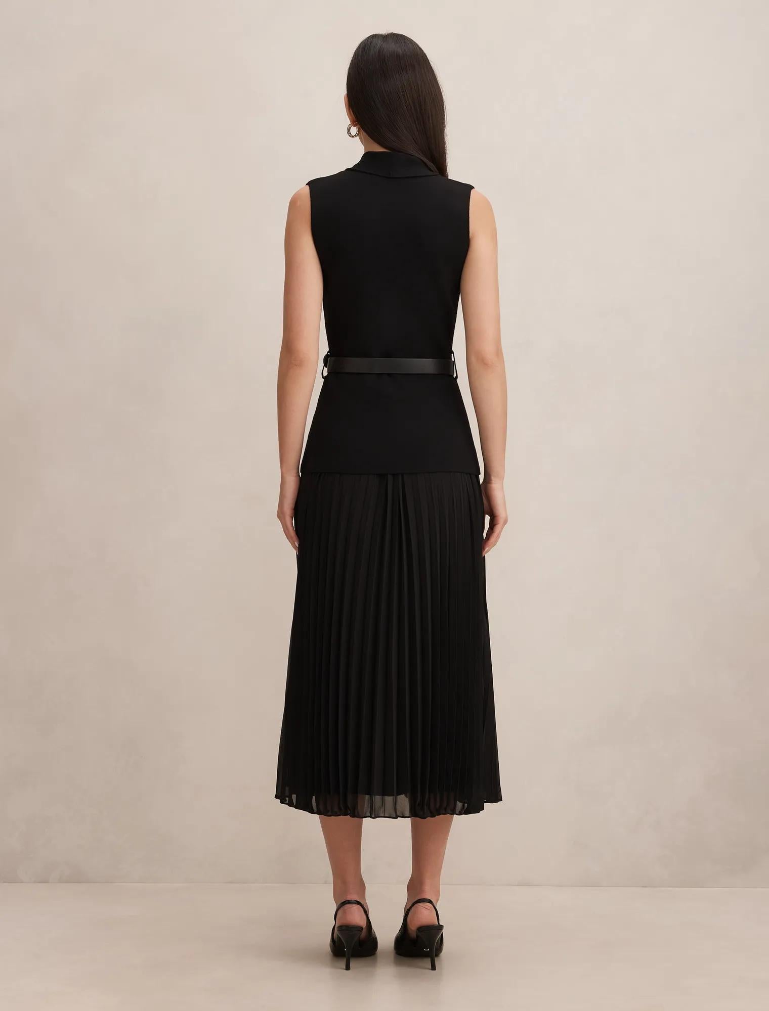 Bianca Woven Mix Knit Dress Black