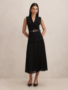 Bianca Woven Mix Knit Dress Black