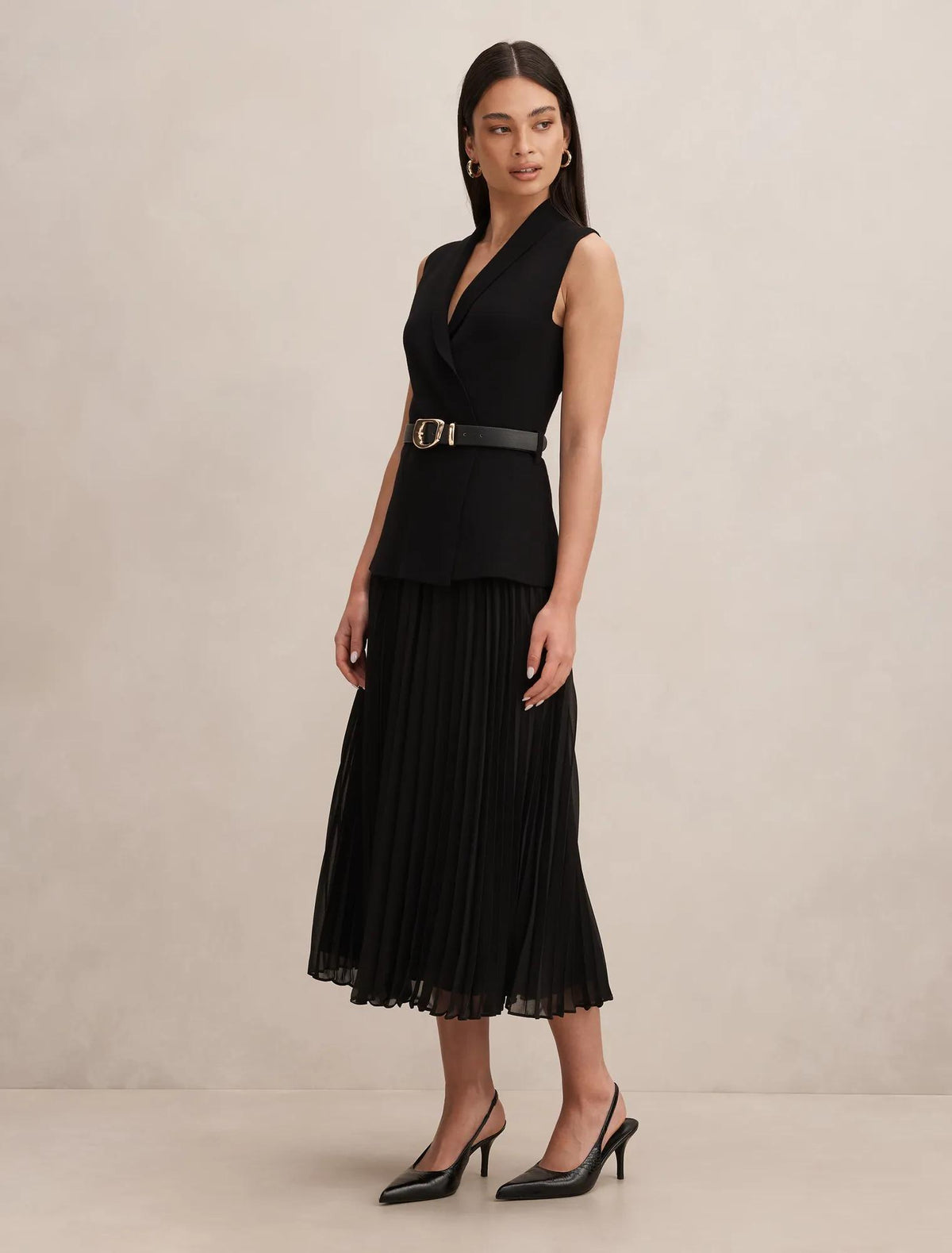 Bianca Woven Mix Knit Dress Black