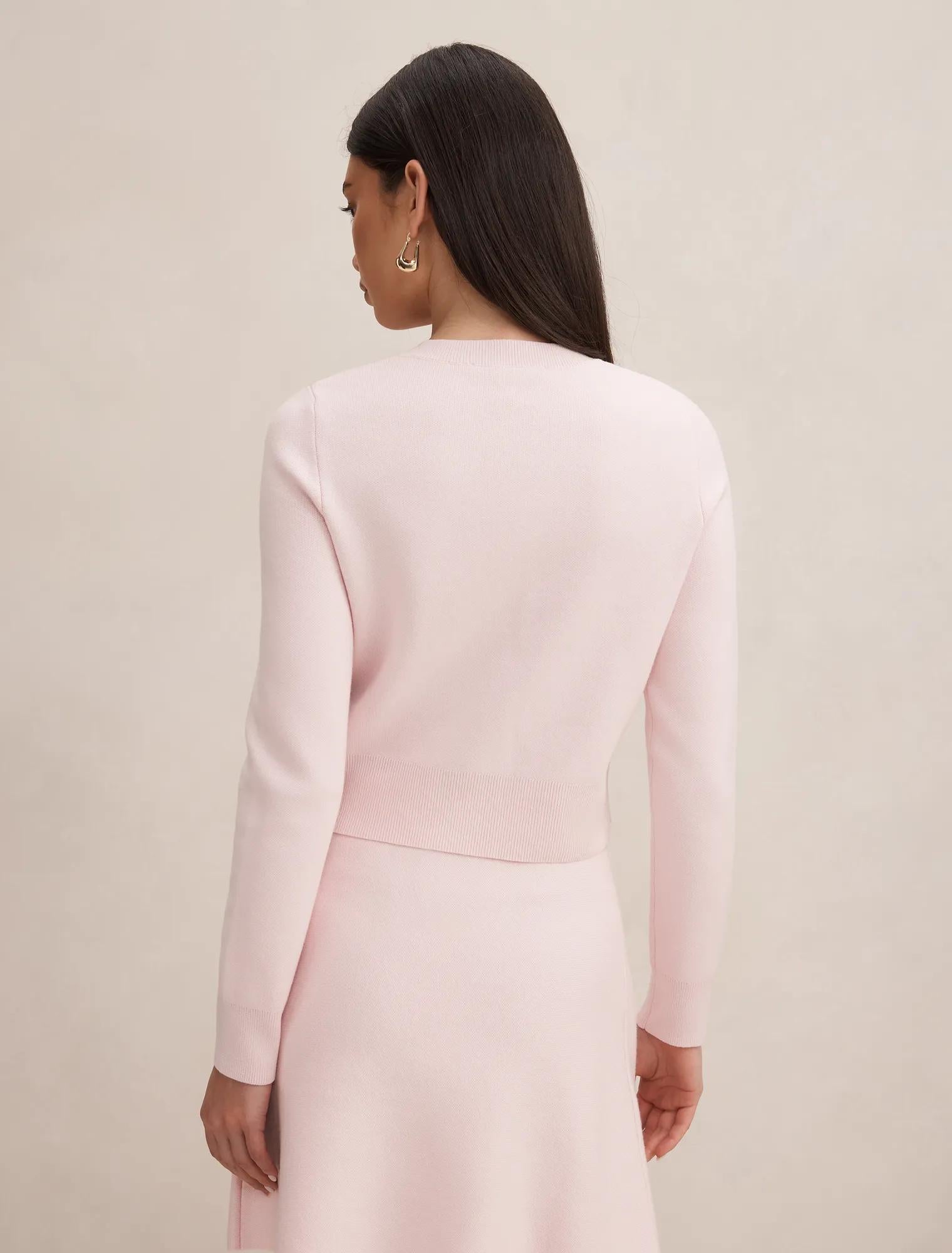 Aria Pocket Detail Cardigan Soft Pink Co Ord