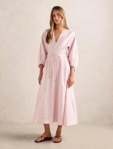 Scarlett Seam Detail Midi Dress Mauve Chalk