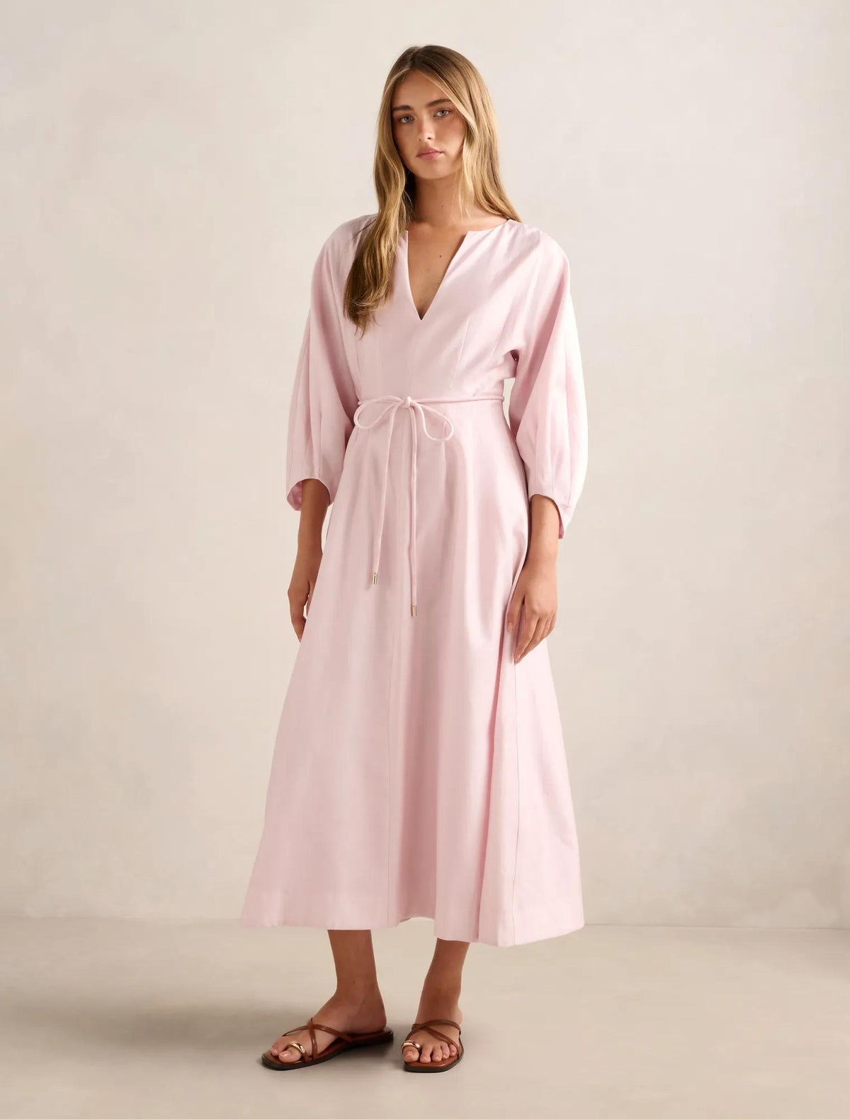 Scarlett Seam Detail Midi Dress Mauve Chalk