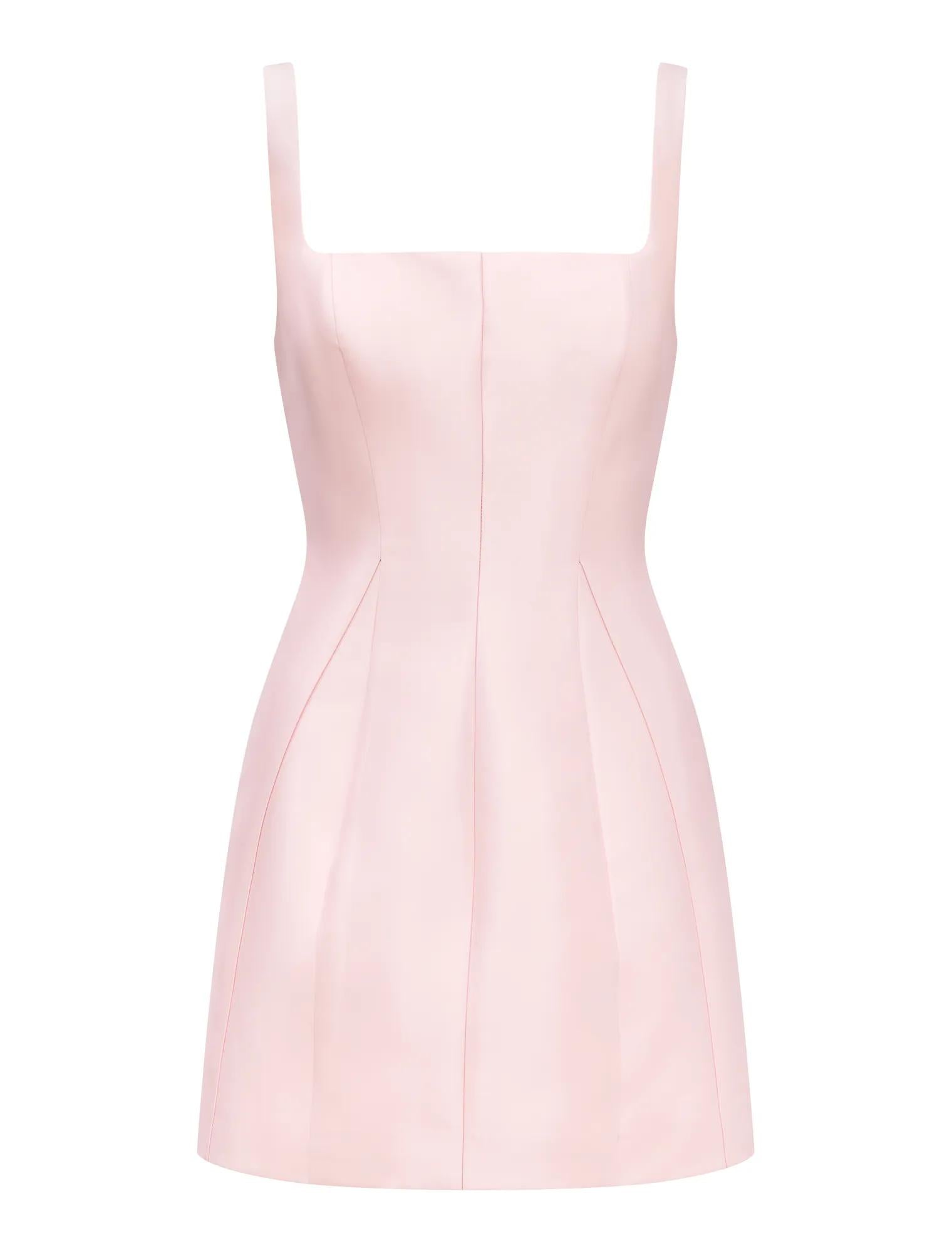 Kaitlyn Structured Satin Mini Dress Pink_mannequin