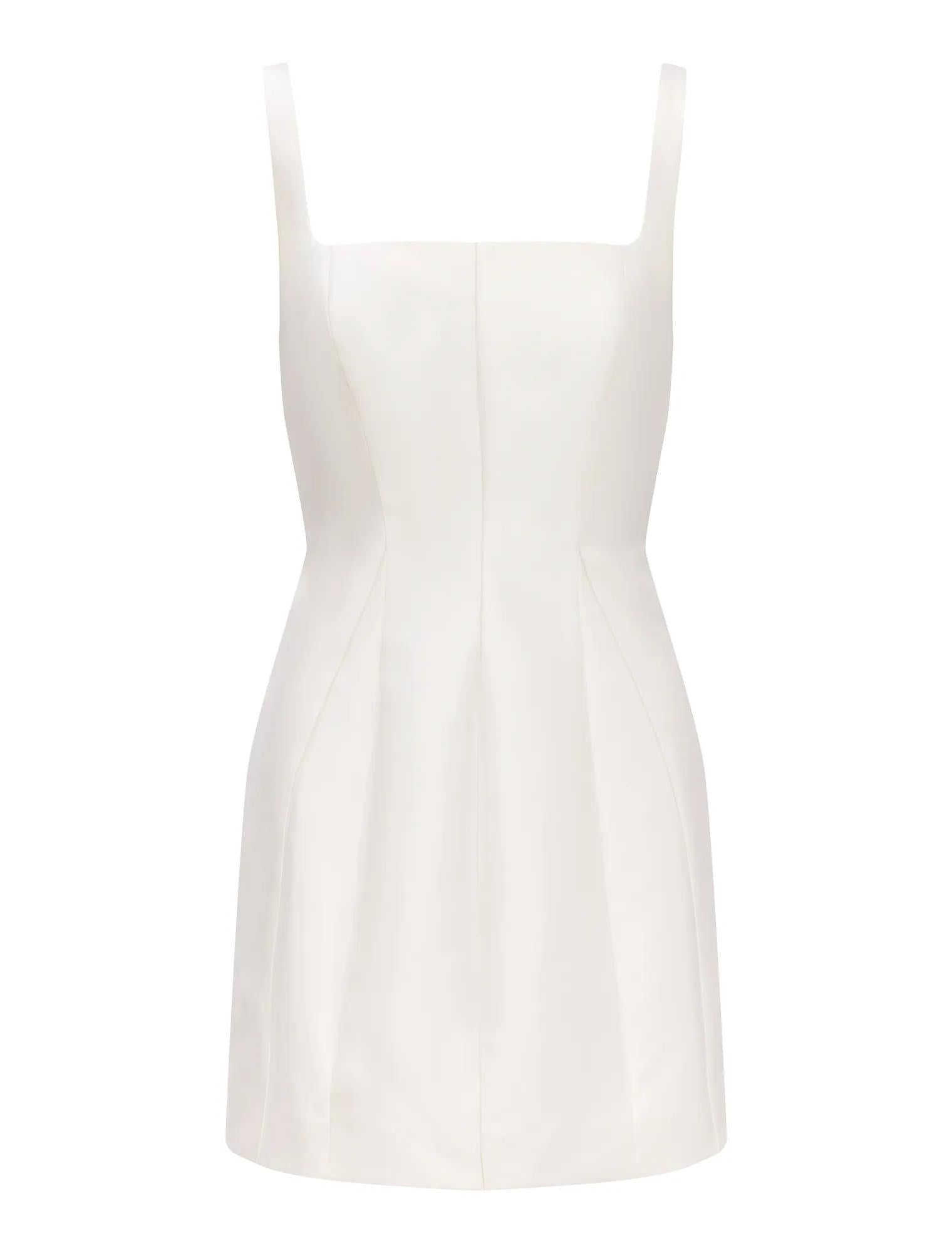 Kaitlyn Structured Satin Mini Dress Porcelain_mannequin