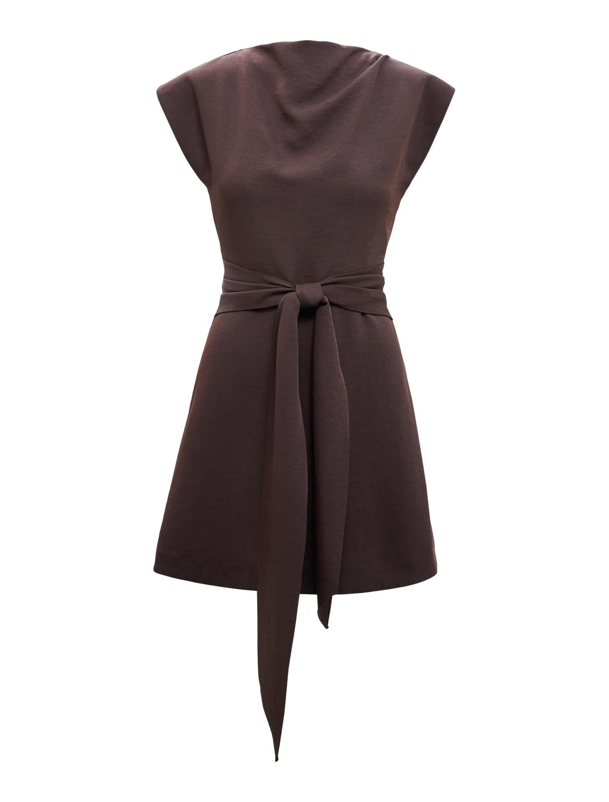 Peony Tie Front Mini Dress Dark Chocolate_mannequin