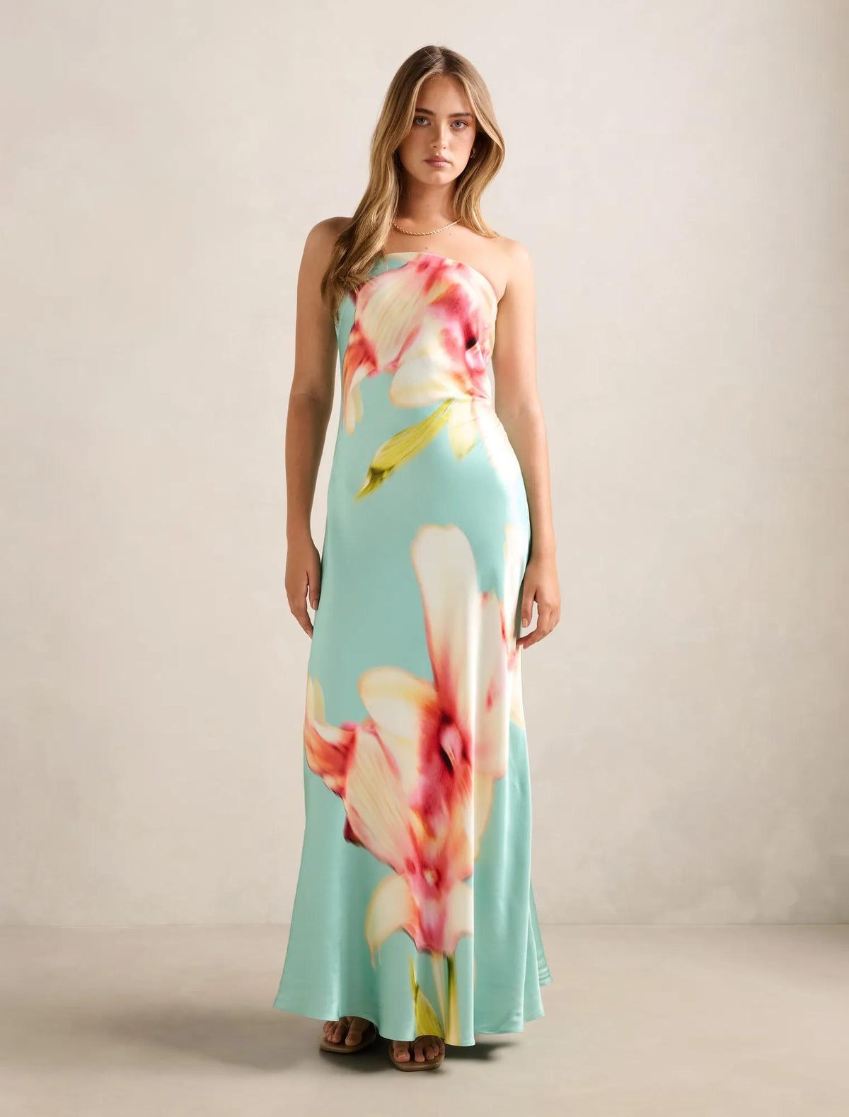 Estelle Satin Strapless Maxi Dress Capella Floral