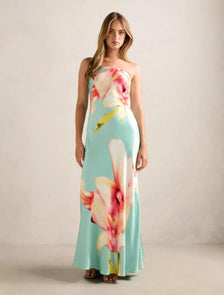 Estelle Satin Strapless Maxi Dress Capella Floral