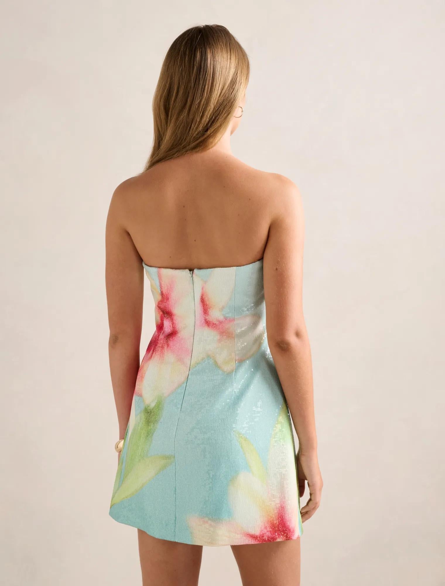 Ria Strapless Sequin Mini Dress Capella Floral
