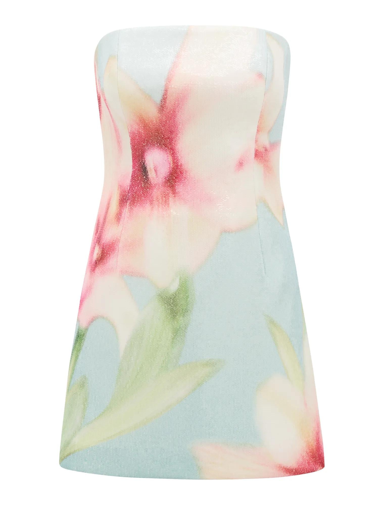 Ria Strapless Sequin Mini Dress Capella Floral