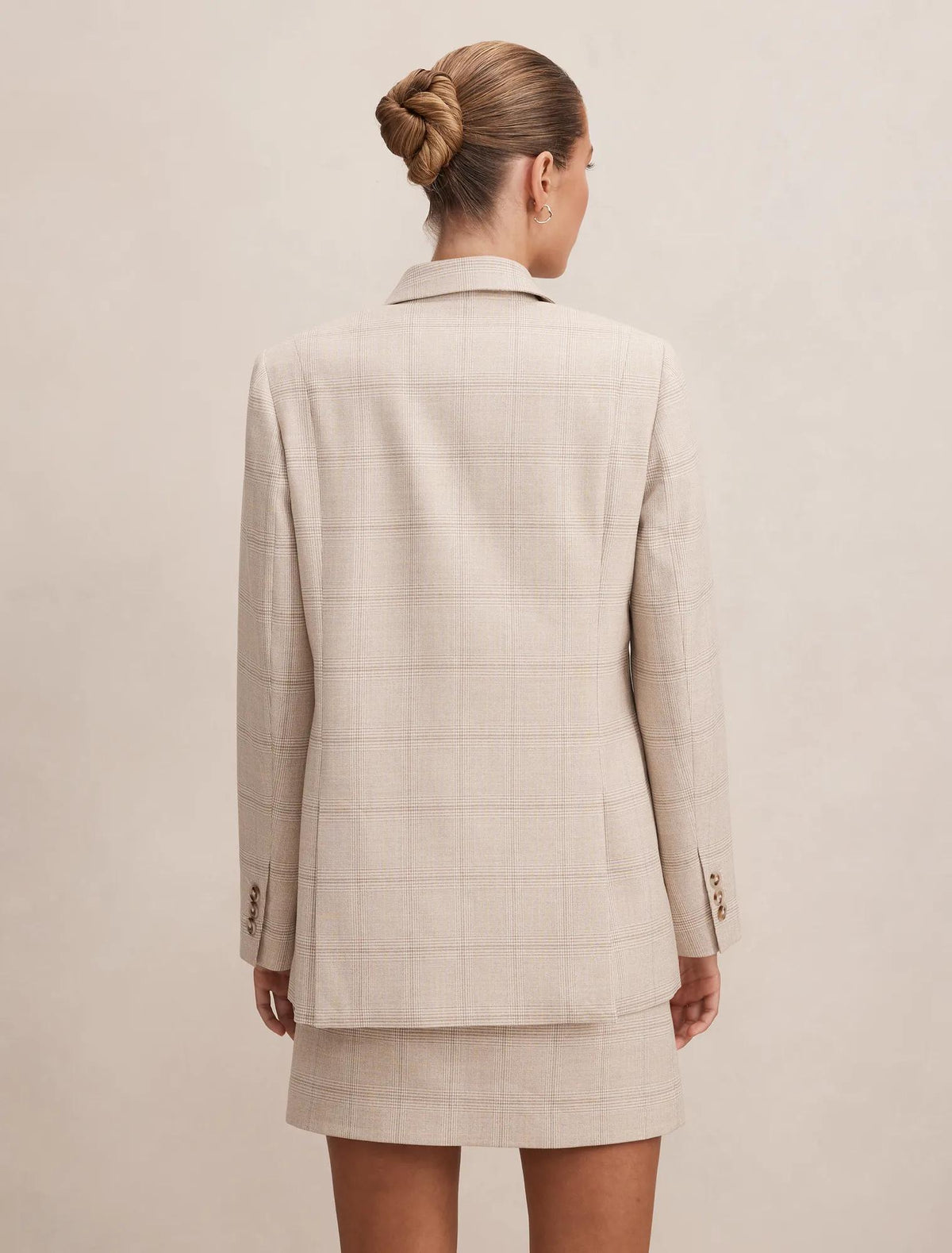 Lottie Double Breasted Blazer Beige Check Suit