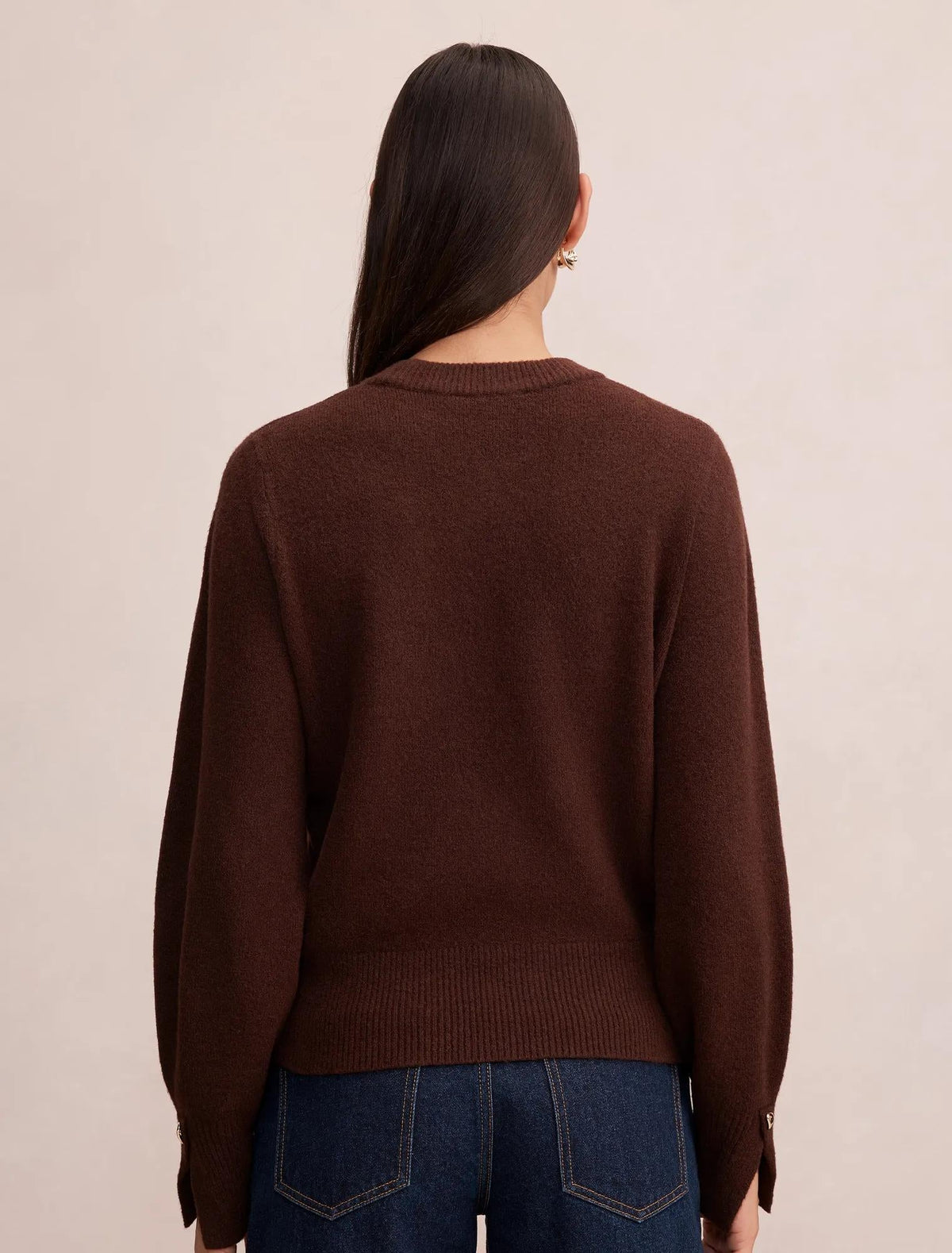 Ellie Cuff Detail Sweater Chocolate