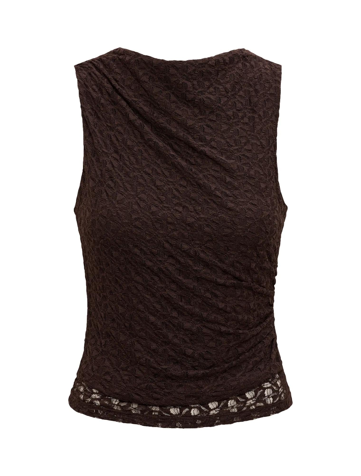 Tahlia Textured Lace Tank Chocolate Co-ord_mannequin