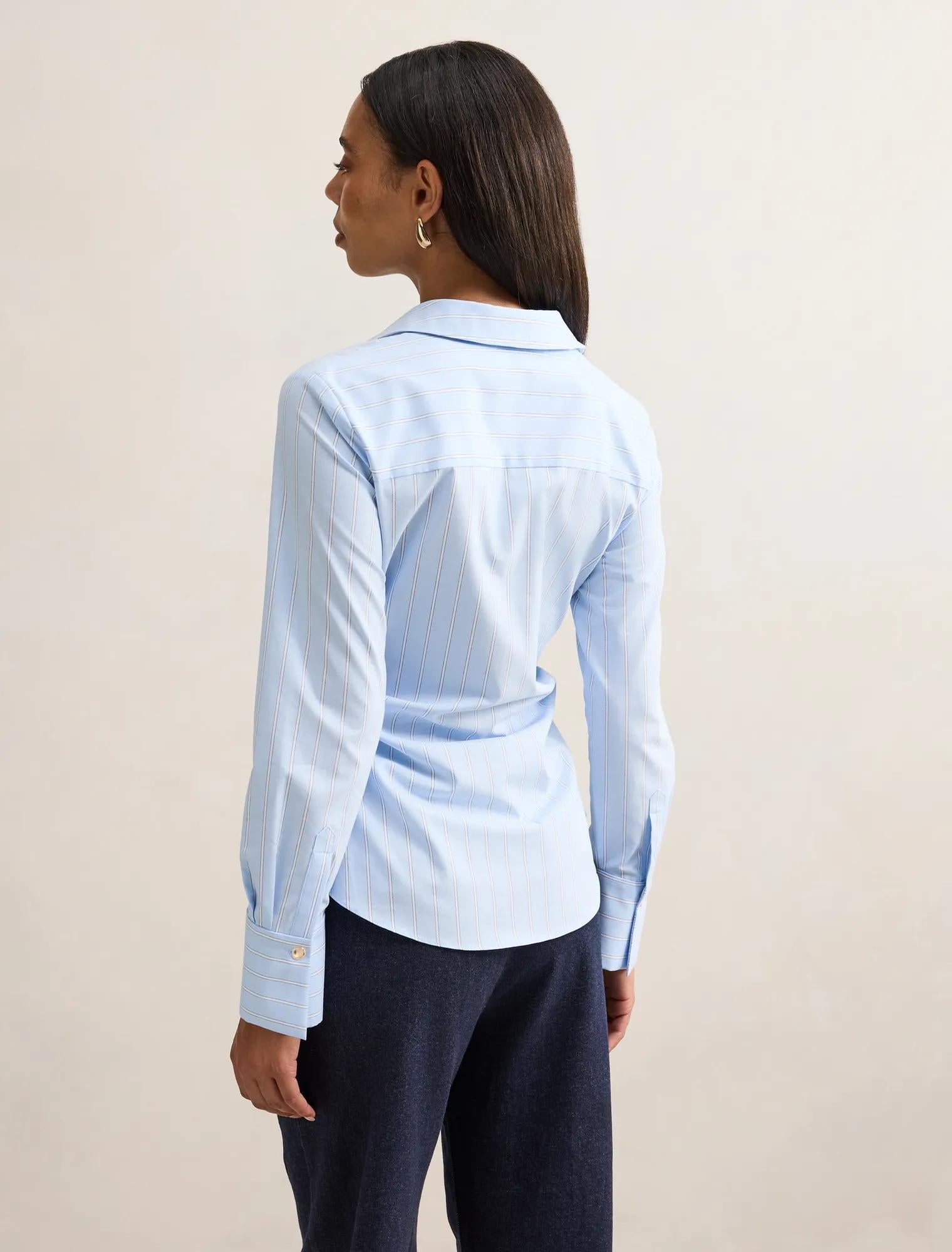 Ange Slim Fitted Shirt Blue Stripe