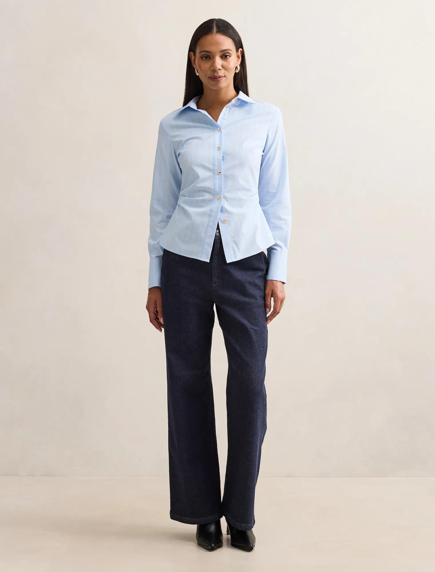 Ange Slim Fitted Shirt Blue Stripe