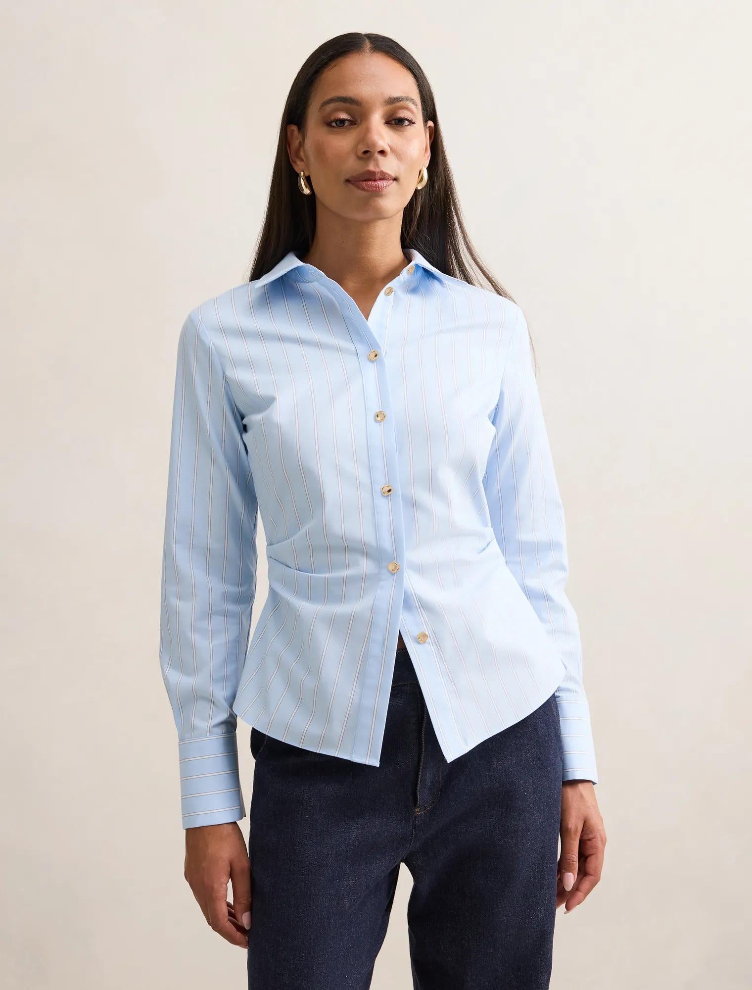 Ange Slim Fitted Shirt Blue Stripe