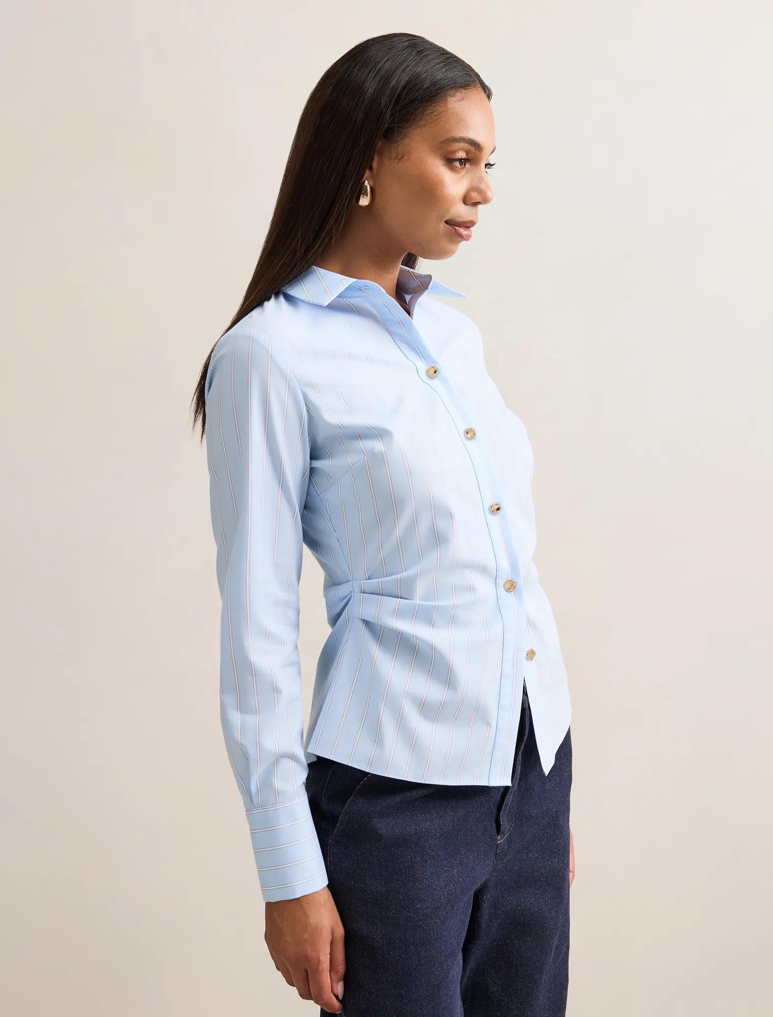 Ange Slim Fitted Shirt Blue Stripe
