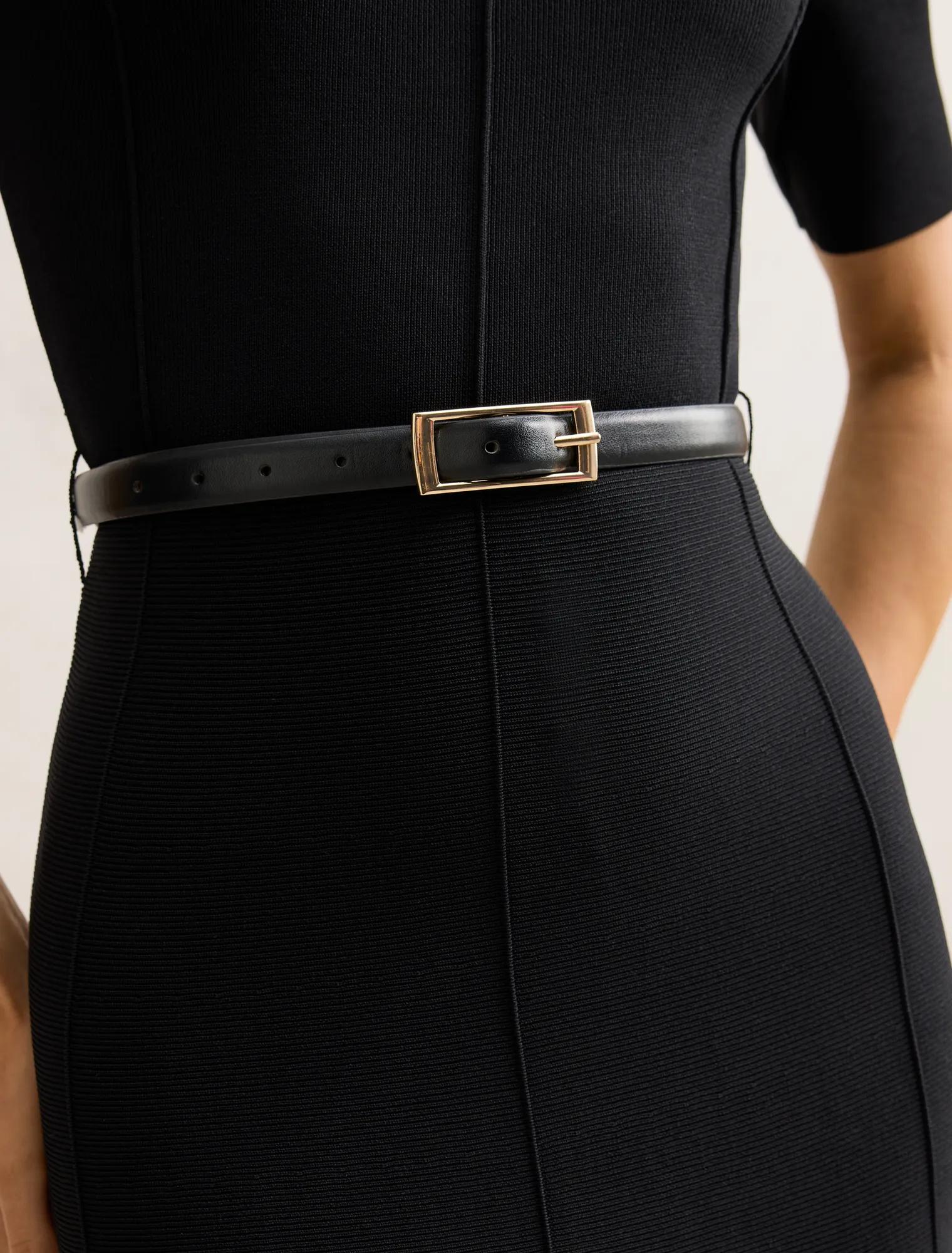 Josie A-line Knit Midi Dress Black